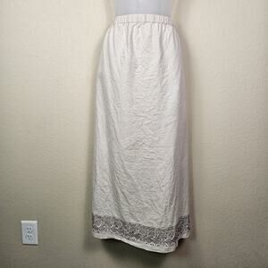 VTG Napa Valley Linen Blend Maxi Skirt Beaded Embroidered Womens 24W Lagenlook